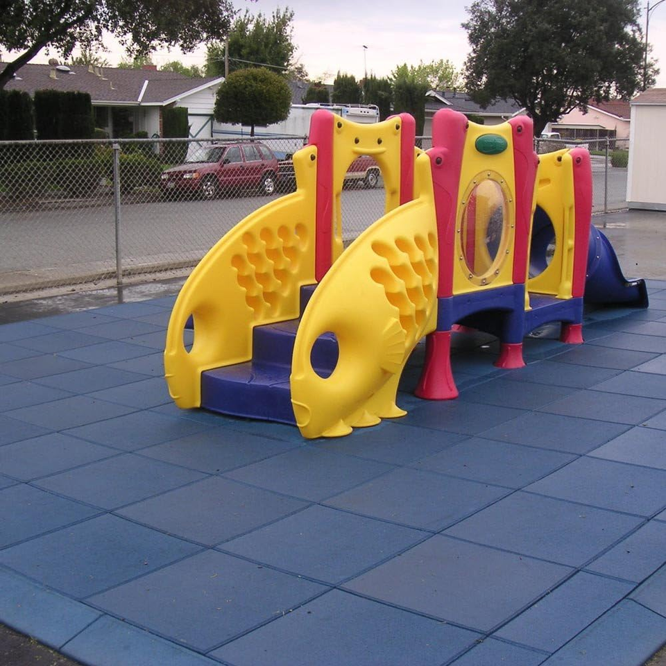 Eco-Safety Interlocking Playground Tiles - 8 Pack - Blue - 21.1 Sq Ft Coverage
