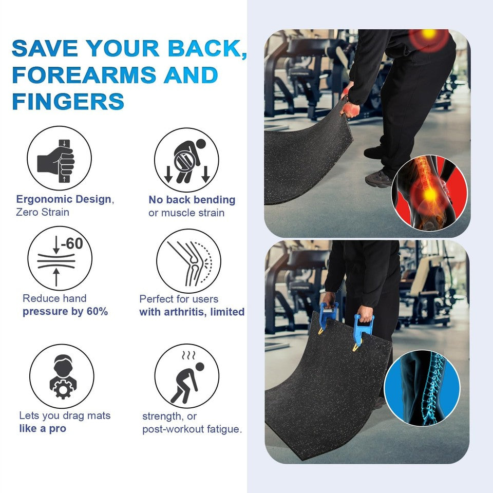 Stall Mat Grippers Heavy Duty Pair of 2 Makes Moving Rubber Mats Easier