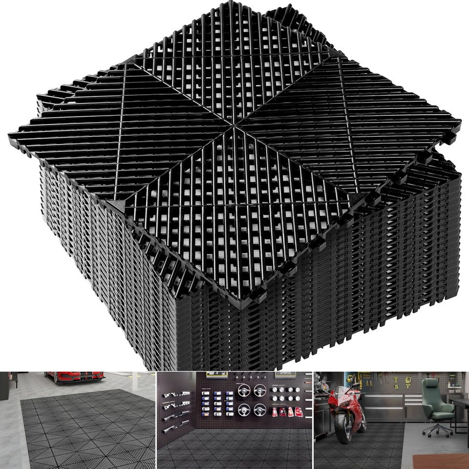 0.71" Thick Garage Flooring Tiles 20Pcs 16x16 in Interlocking Drainage Deck Mat