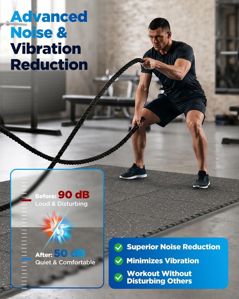 Vivaluz 0.6 Thicker 48 Sq Ft Rubber Top Gym Flooring For Home Gym Heavy Duty