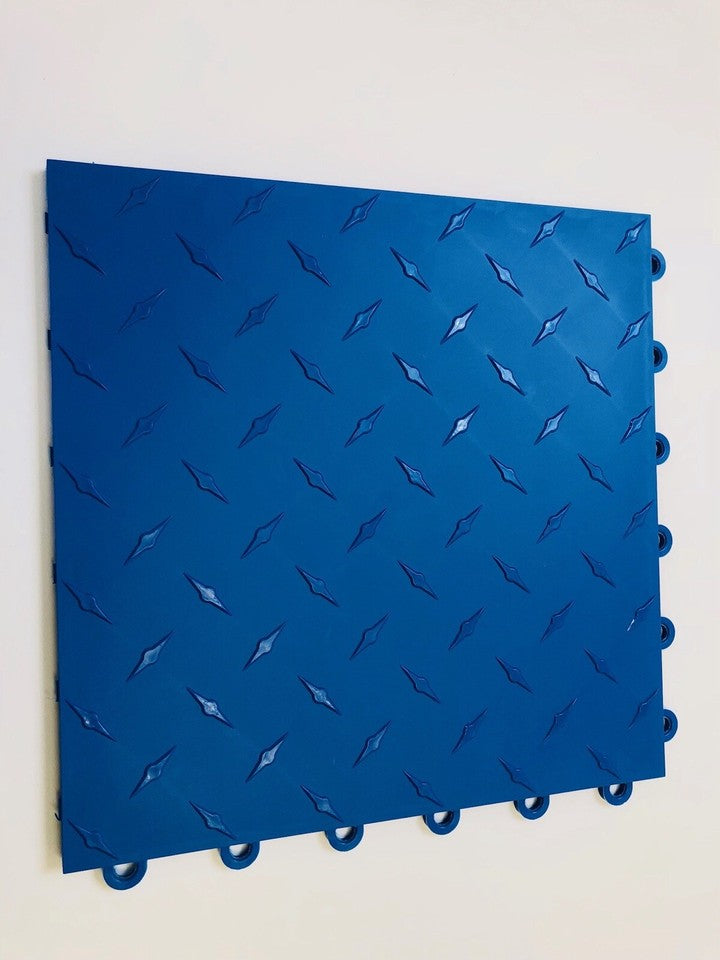 BLUE - 50 interlocking garage floor tiles Diamond Plate Clearance Basement Deck
