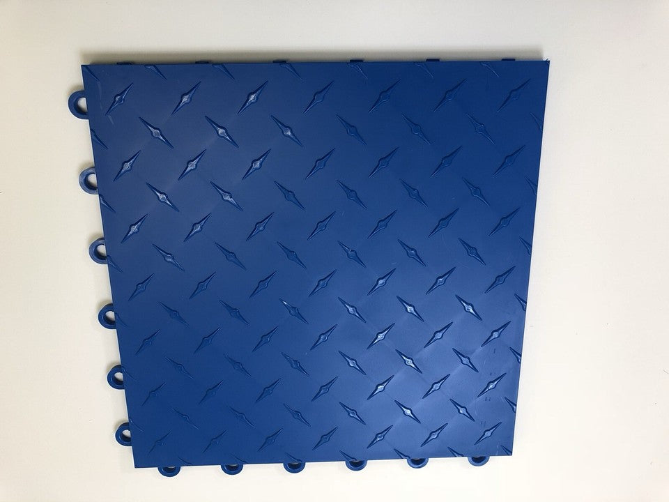 BLUE - 50 interlocking garage floor tiles Diamond Plate Clearance Basement Deck