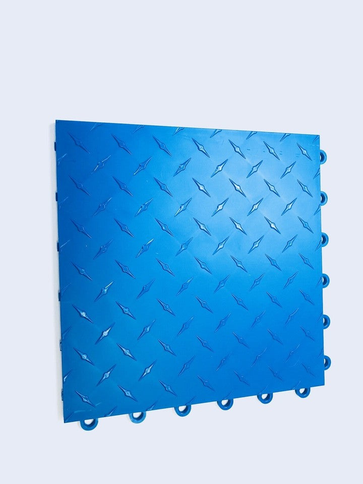 BLUE - 50 interlocking garage floor tiles Diamond Plate Clearance Basement Deck