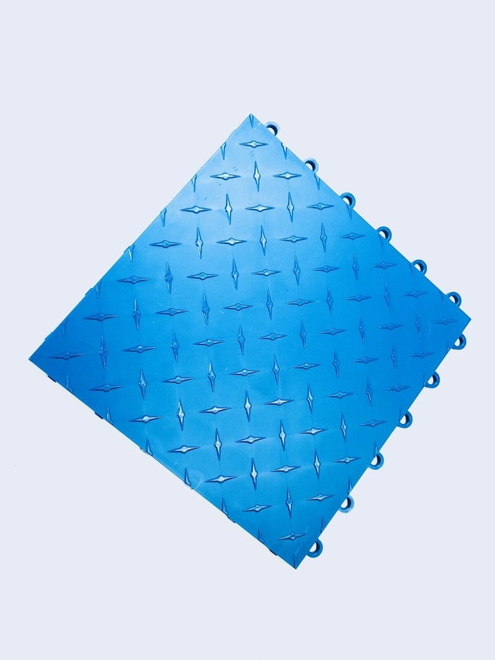 BLUE - 50 interlocking garage floor tiles Diamond Plate Clearance Basement Deck
