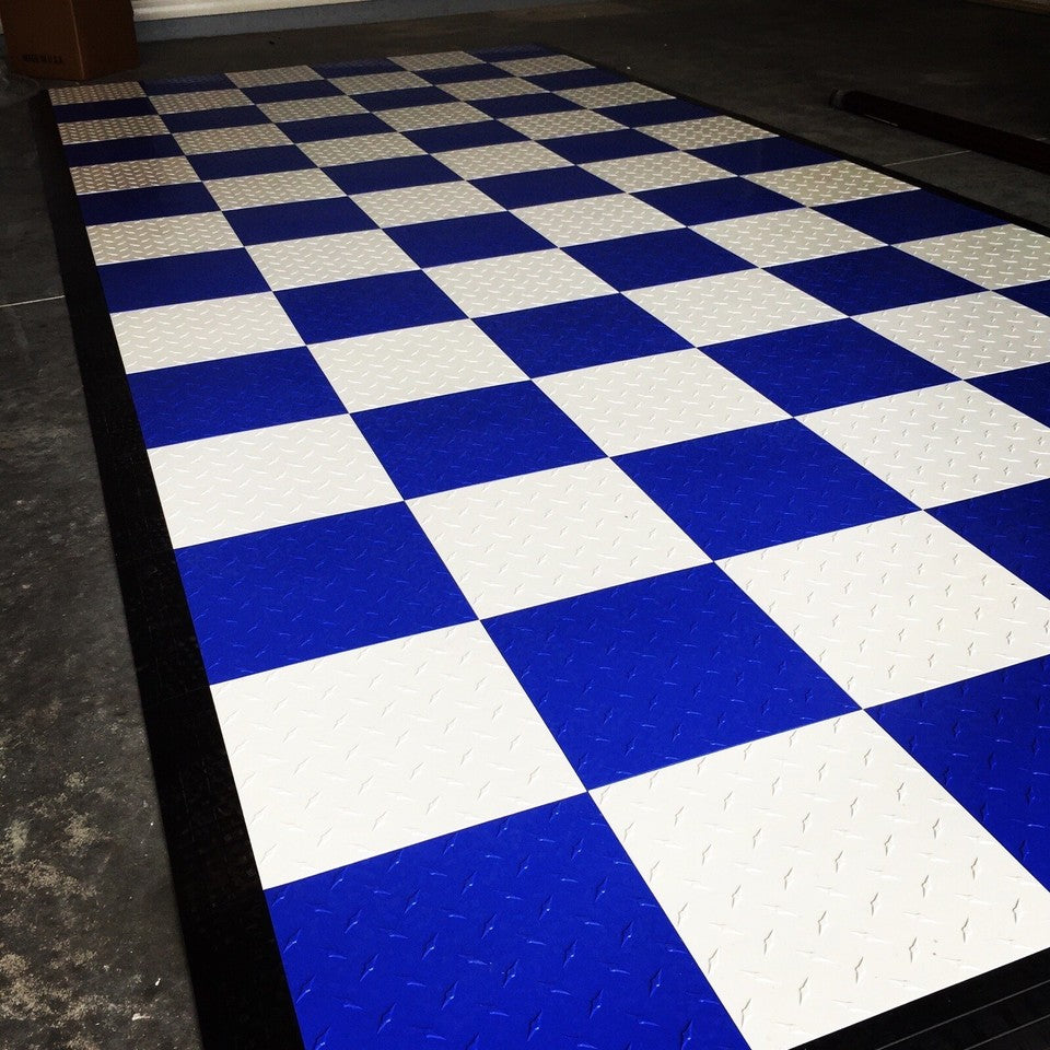 BLUE - 50 interlocking garage floor tiles Diamond Plate Clearance Basement Deck